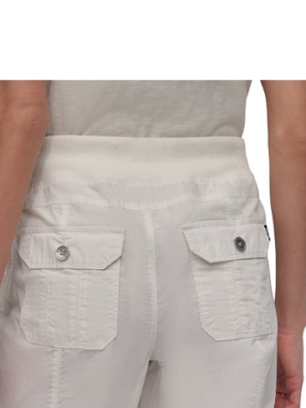 NWT $80 DKNY Sport Cotton Cargo Jogger Pants – White - Ribbed Waist - Picture 5 of 9